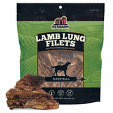 Redbarn Lamb Lung Filets bag front shows single-ingredient dog treats for training rewards