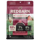 Redbarn Powerfood air-dried dog food serving bowl shows protein-packed meal