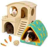 Reel Crafts guinea pig hideout castle house offers a cozy two-story retreat for nesting.