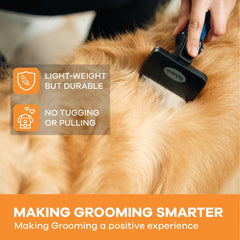 Refuresh deshedding dog brush blue ergonomic handle for comfortable grooming