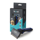 Refuresh deshedding dog brush long hair blue topview reduces loose fur