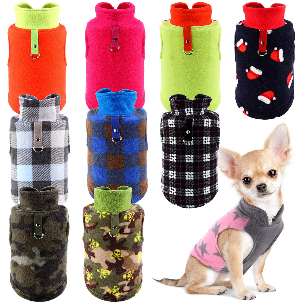 Reginary 10-pack small dog sweaters package view with plaid and solid styles for warm winter outings