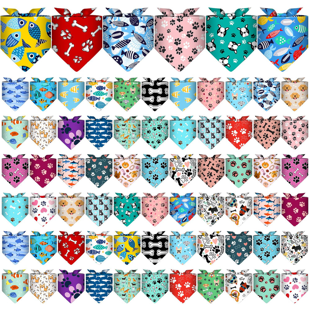 Reginary 72-pack dog bandanas bulk in varied patterns for everyday style