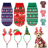 Reginary Christmas dog sweater set shown on a cozy model for festive photos