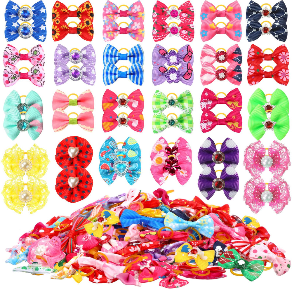 Reginary dog bows 4x3cm, easy-to-attach accessory for small dogs.