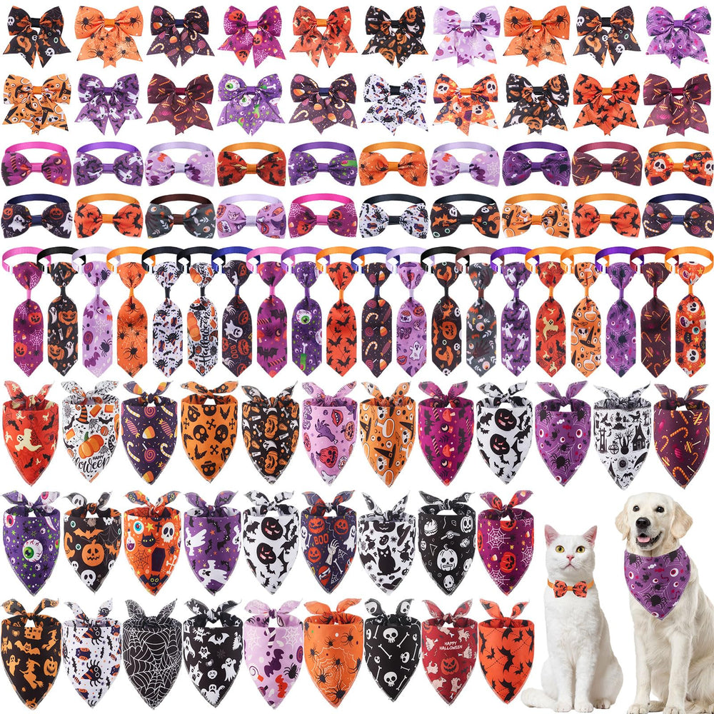 Reginary Halloween dog bandanas triangle set offers bold looks for daily wear.