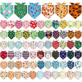Reginary holiday dog bandanas 72-pack with diverse patterns for seasonal styling.
