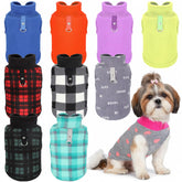 Reginary large dog sweater plaid front view shows cozy warmth on chilly strolls.