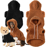 Reginary small dog hoodie black front view showing plush warmth for winter walks