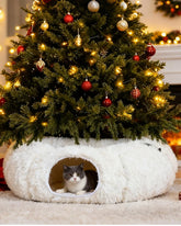 RELAXLATE large cat tunnel bed donut tunnel in white for indoor play and rest