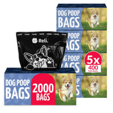 Reli dog poop bags bulk pack showing 2000-count supply for long-term walks