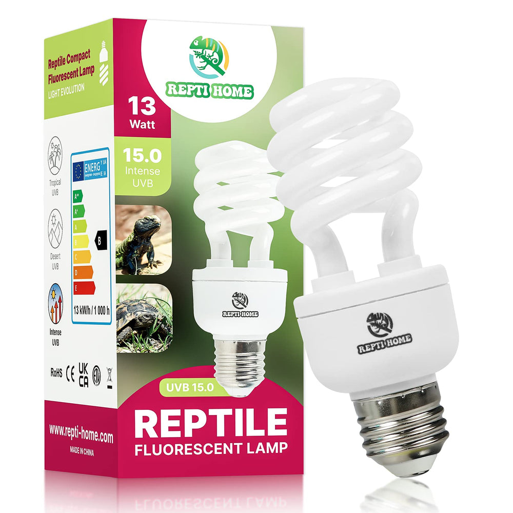 REPTI HOME UVB Reptile Light close-up showing UVB output for calcium absorption