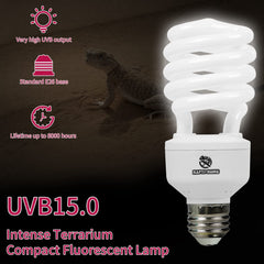 REPTI HOME UVB Reptile Light 15.0 emits UVB and UVA spectrum for activity