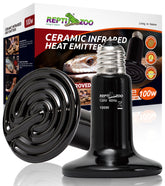 REPTI ZOO 100W ceramic heat emitter shown in terrarium for steady reptile warmth
