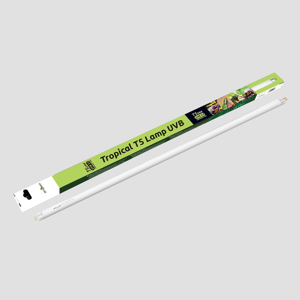 REPTI ZOO 22t5-ho-5-0-uvb-bulb-front-view enhances basking UVB exposure.