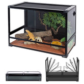REPTI ZOO collapsible 60-gallon tank assembly shows quick setup and sturdy frame.