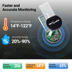 REPTI ZOO digital LCD display shows quick, clear temperature and humidity updates for easy checks.