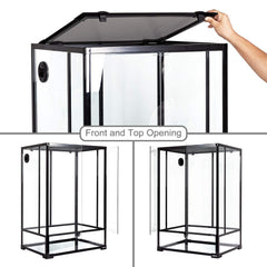 REPTI ZOO removable mesh top shows adaptable airflow for humid or dry setups.
