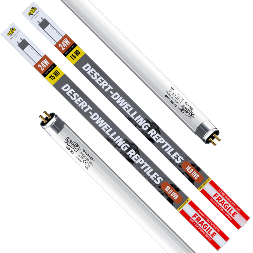 ReptiKing T5 UVB tube 24W for desert enclosure promotes effective basking UVB.