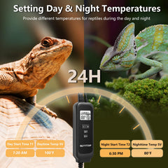 REPTITRIP control panel display shows daytime and nighttime settings clearly.