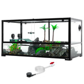 REPTI ZOO 50 gallon turtle tank clear glass view enables easy observation of swimming turtles.