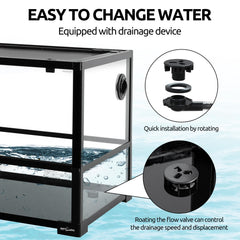 REPTIZOO 67 gallon turtle tank deep base closeup showcases spacious 7 inch swim area