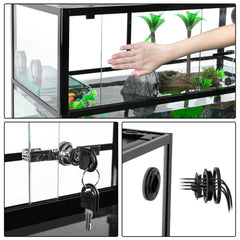 REPTIZOO 67 gallon turtle tank ventilated top mesh cover enables basking and air flow