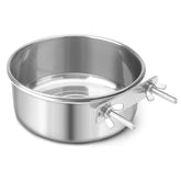 Reshiho cage-mounted stainless steel bowl secures feeding with spill reduction.