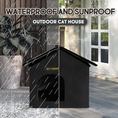 Rest-Eazzzy cat house insulated interior keeps a warm shelter during chilly nights.