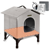 Rest-Eazzzy heated cat house exterior in grey-heat offers winter warmth ready