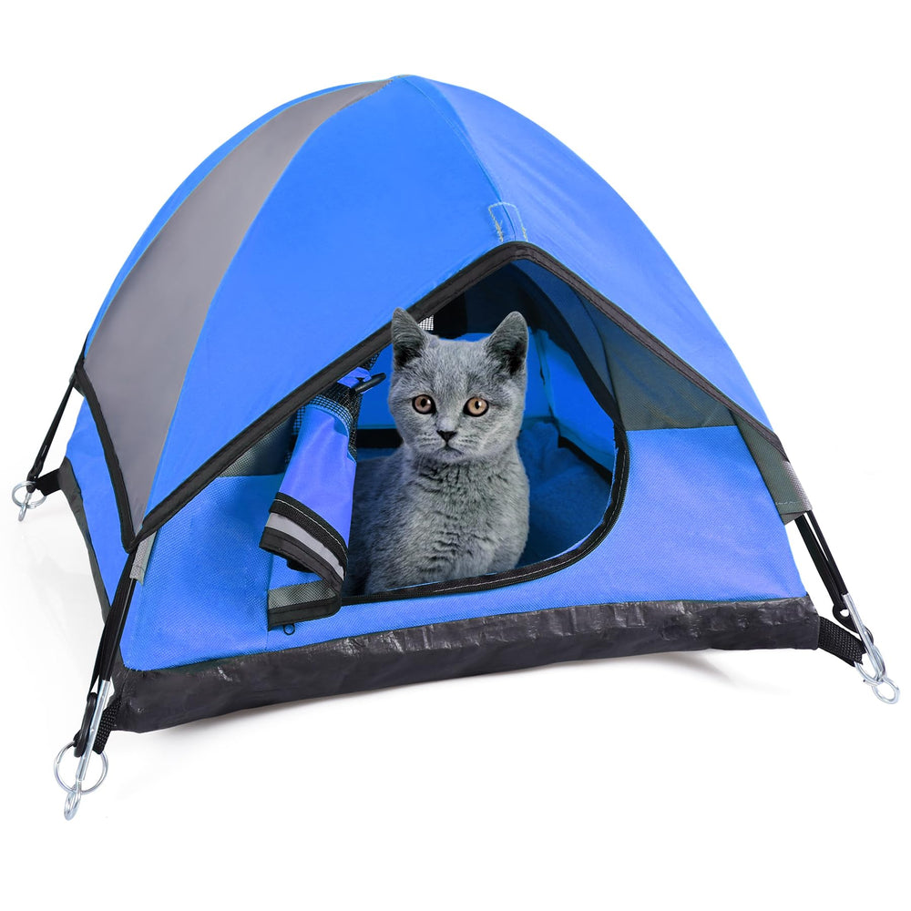 RESTCLOUD cat camping tent front view, cozy indoor den.