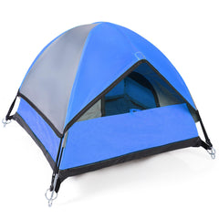RESTCLOUD cat camping tent rear secret catch blue, hidden entry.