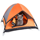 RESTCLOUD Cat Camping Tent front view shows a cozy indoor retreat.