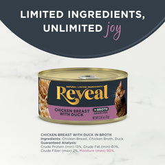 Reveal high-protein texture in broth showcases hydrating, flavorful cat meal.