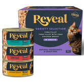 Reveal natural wet cat food limited-ingredients cans showcase simple nutrition for sensitive cats.