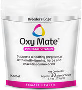 Revival Breeder's Edge Oxy Mate bottle showcases prenatal nutrition support for dogs and cats.
