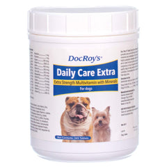 Revival Doc Roy's Daily Care Extra bottle label shows complete multivitamin for daily vitality