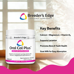 Revival Breeder's Edge Cal Plus powder mixed into food for easy administration.