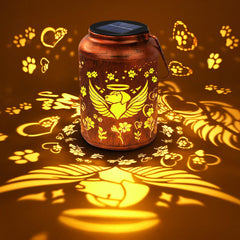 ReyeeInc dog memorial solar lantern with paw and angel silhouette for lasting outdoor remembrance and peace