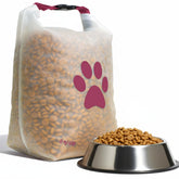 rezip large roll-top bag closed for airtight kibble storage on the go.