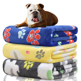 Rezutan 3pack flannel blankets elephant paw grey provide cozy warmth for pets