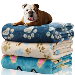 Rezutan dog blanket paw-print blue for cozy comfort on beds and trips.