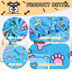 Rezutan large dog blanket on bed blue demonstrates roomy comfort for bigger pets