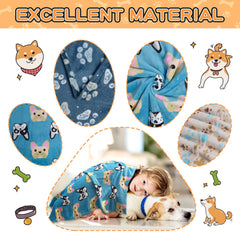 Rezutan Premium Dog Blanket navy in kennel highlights durable stitching and easy-care design.