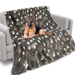 Rezutan Upgraded Dog Blanket grey with paw pattern helps cozy playtime and crate comfort.
