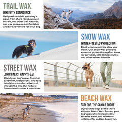 Rhino Wax dog paw snow wax 2oz helps maintain elasticity in cold conditions
