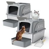 Rilvva stainless steel cat box dual entrance top entrance for easy access and privacy