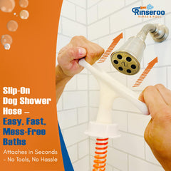 Rinseroo 6ft hose extends reach for easy pet rinses