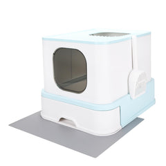 RIZZARI cat litter box top-entry green front view demonstrates odor containment and easy access.