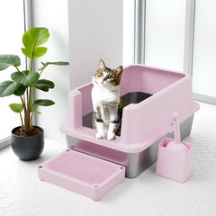 RIZZARI two-pack pink litter box highlights value for multi-cat households.